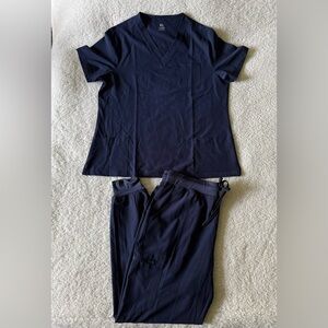 COZYFIT Women's Scrubs Set V-Neck Scrub Top & Jogger Pant Navy Blue Size XL NWOT